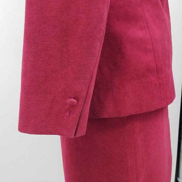 Vintage Baron Kay's Tailor Skirt & Jacket Set Large? 34W Fuchsia Suede Hong Kong - Picture 11 of 12